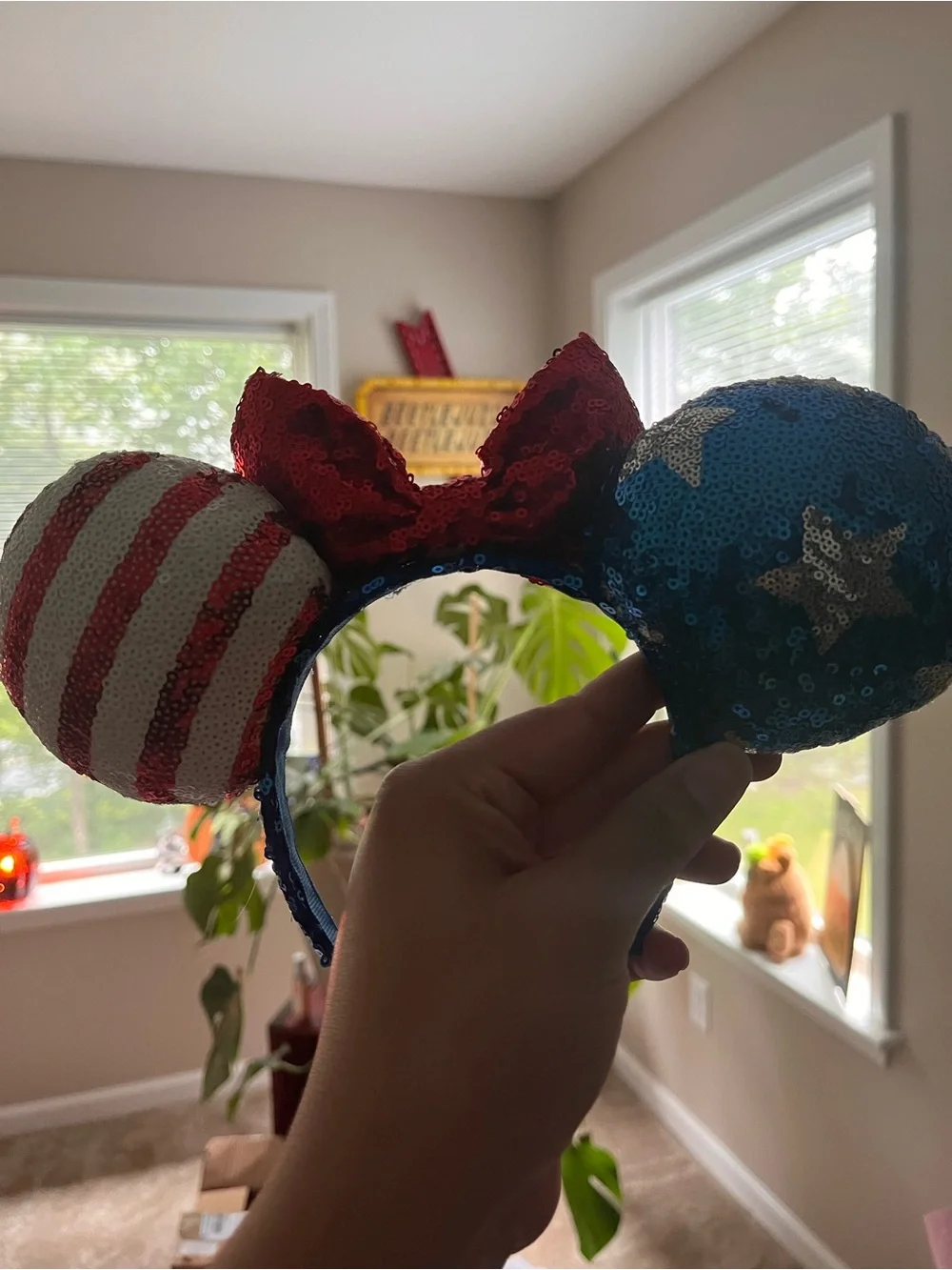 Disney Sequin Minnie Ears Headband - Red & Blue